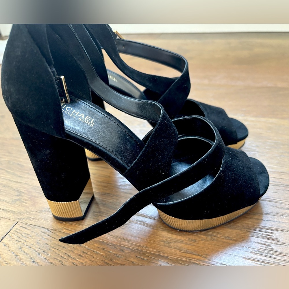 Michael Kors Black Heels with Gold Accents